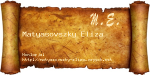 Matyasovszky Eliza névjegykártya